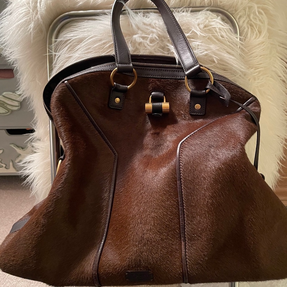 Yves Saint Laurent cowhide and leather handbag